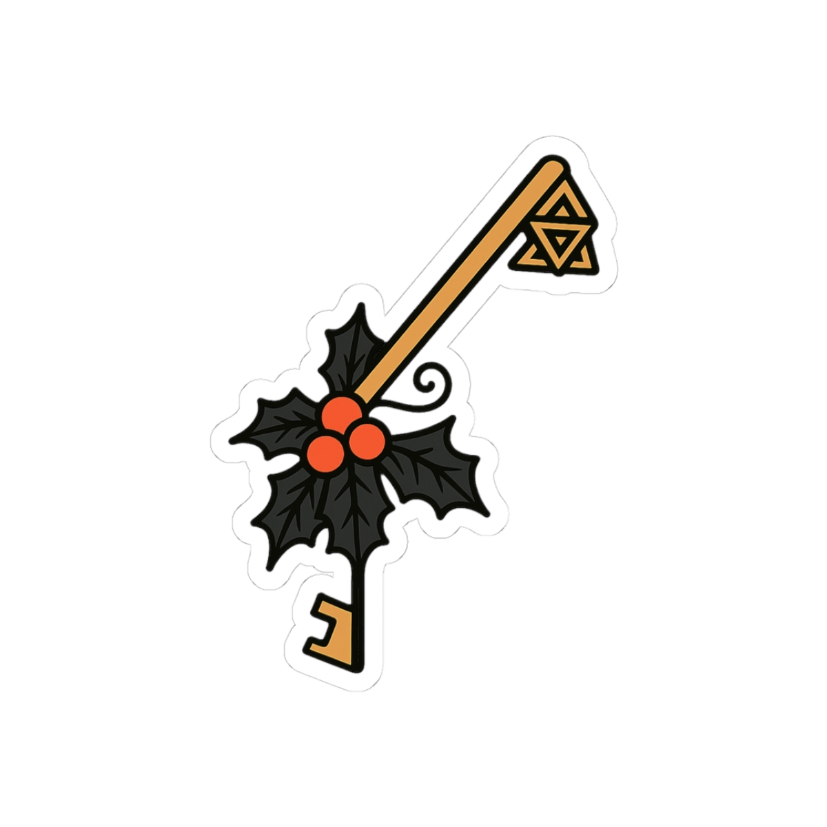 Holly Key Sticker | Cute Festive Vinyl Decal