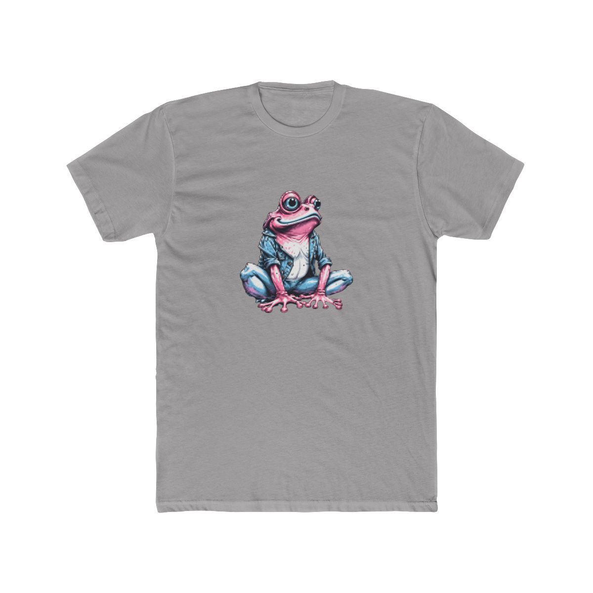 Cute Pink Frog Denim Shirt T Shirt - Adorable Animal Lover Graphic
