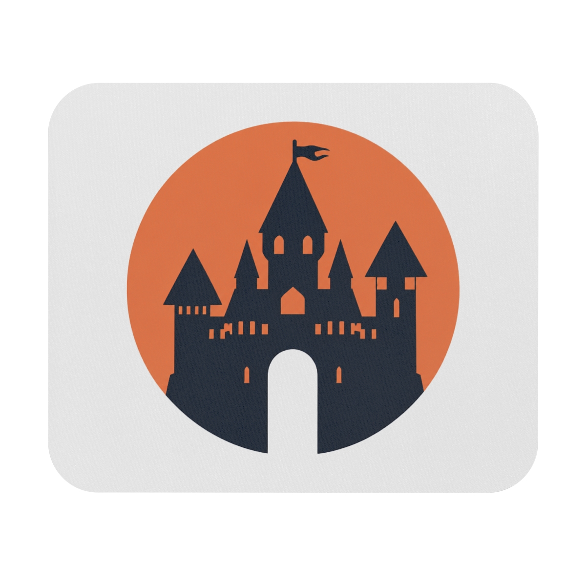 Lovely Blue Castle on Orange Circle Desk Accessories - Fantasy Desk Decor